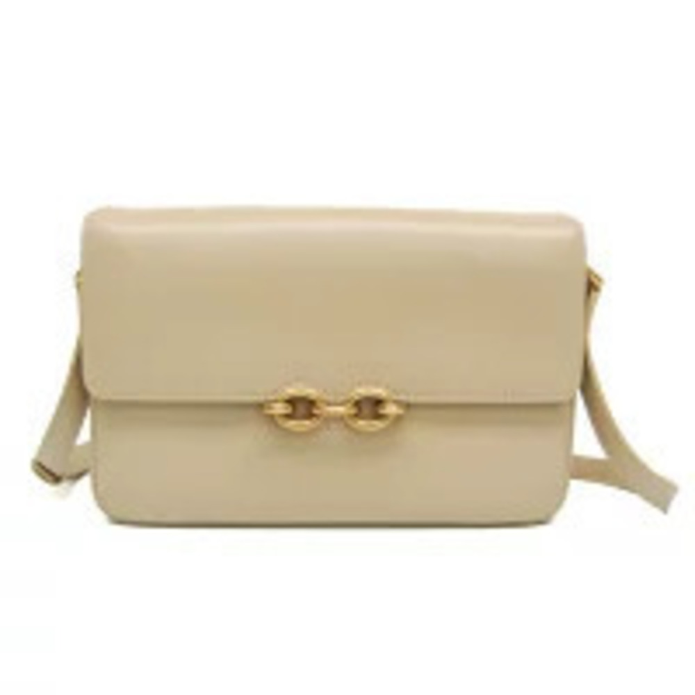 Saint Laurent Maillon Satchel Leather Shoulder Bag Beige Tan